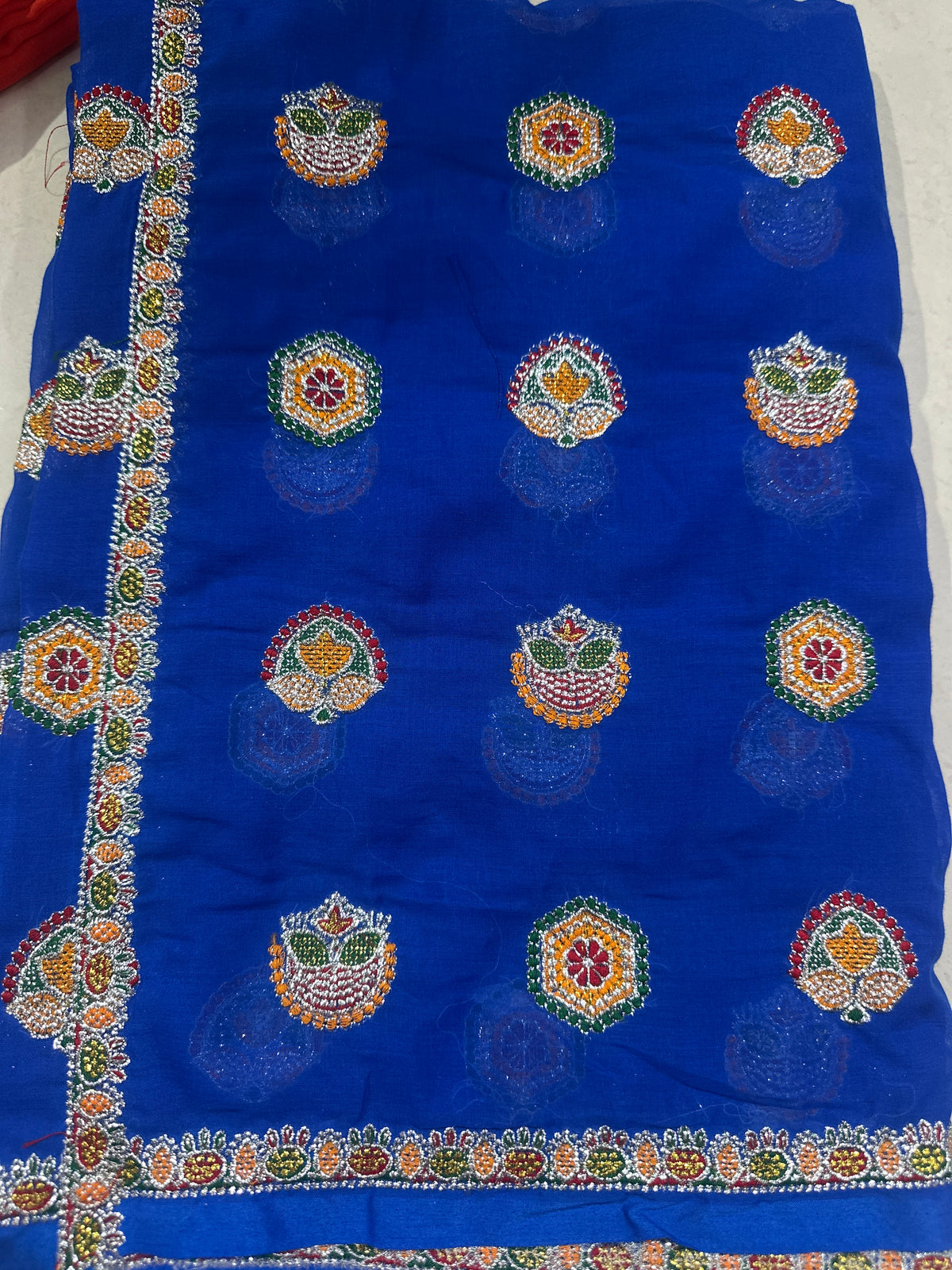 Raj Rajasthani Fashion Royal Blue Minawati Embroidery Lugdi | Premium Sai Dulhan Fabric Meena Wati Odhni Lehenga Dupatta