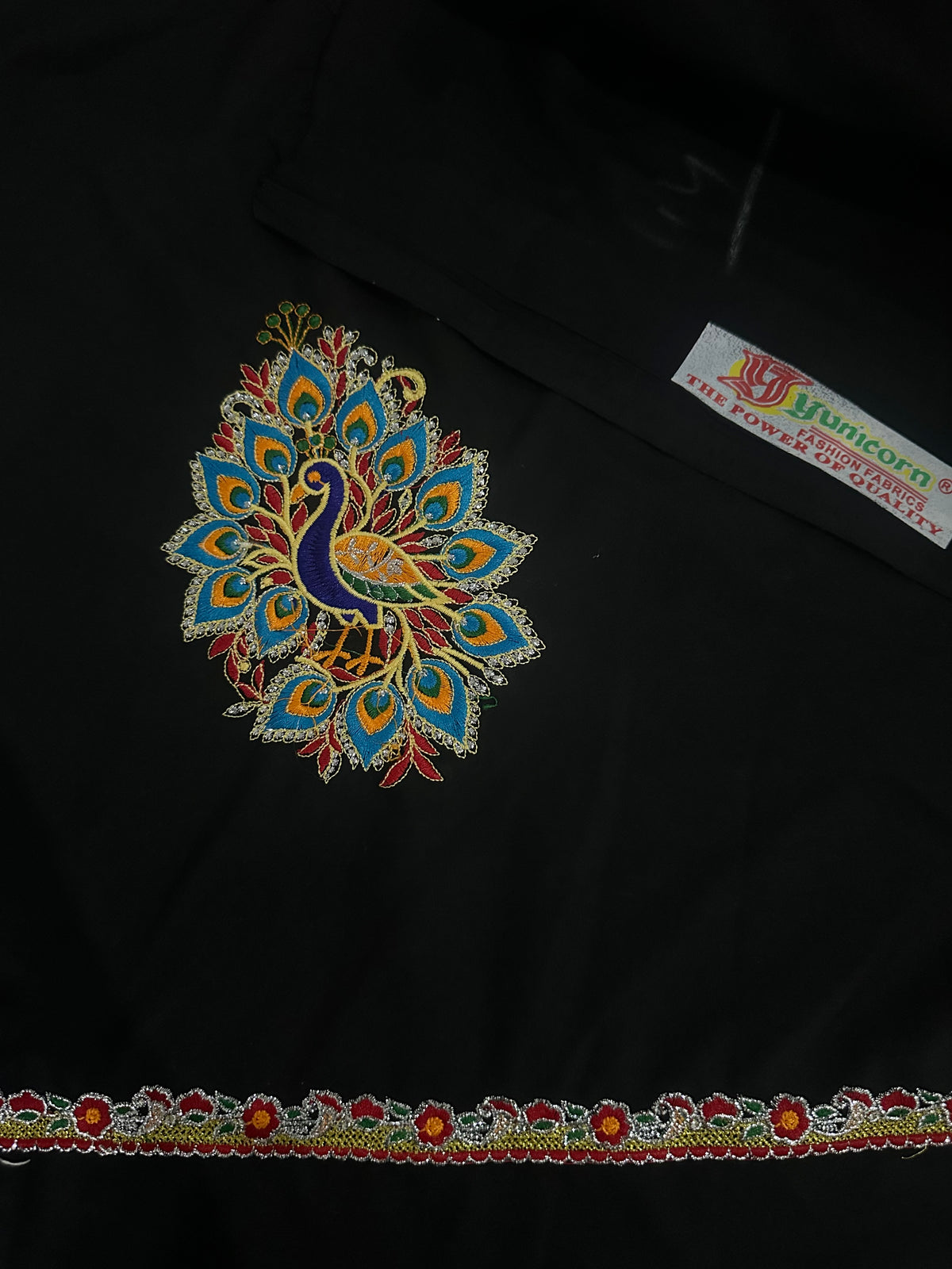 Rajasthani Designer Black Blouse | Beautiful Peacock Embroidery Work | Meenawati Lehenga & Lugdi Blouse