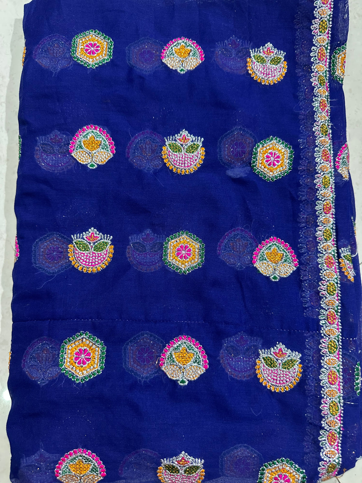 Raj Rajasthani Fashion Royal Blue Minawati Embroidery Lugdi | Premium Sai Dulhan Fabric Meena Wati Odhni Lehenga Dupatta