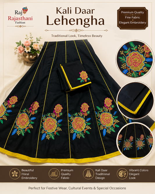Kali Daar Meena Lehengha | 24 Kali and Original PH Fabric With Embroidery Work with Blouse Pics