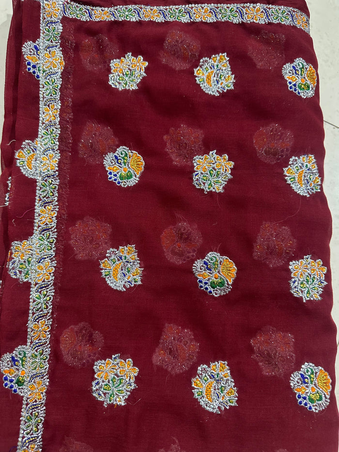 Rajasthani Heavy Badla Work Mina Lugdi / Odhani | Pure Shahi Dulhan Silk Georgette Dupatta | 8+ Vibrant Color Options | Raj Rajasthani Fashion
 ￼