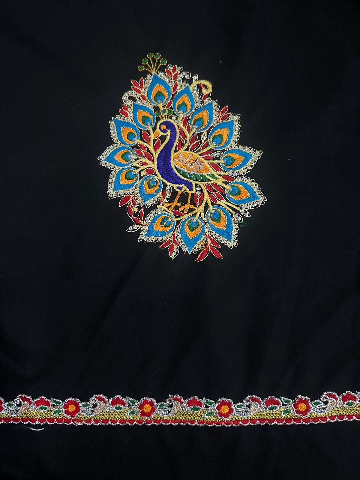 Rajasthani Designer Black Blouse | Beautiful Peacock Embroidery Work | Meenawati Lehenga & Lugdi Blouse