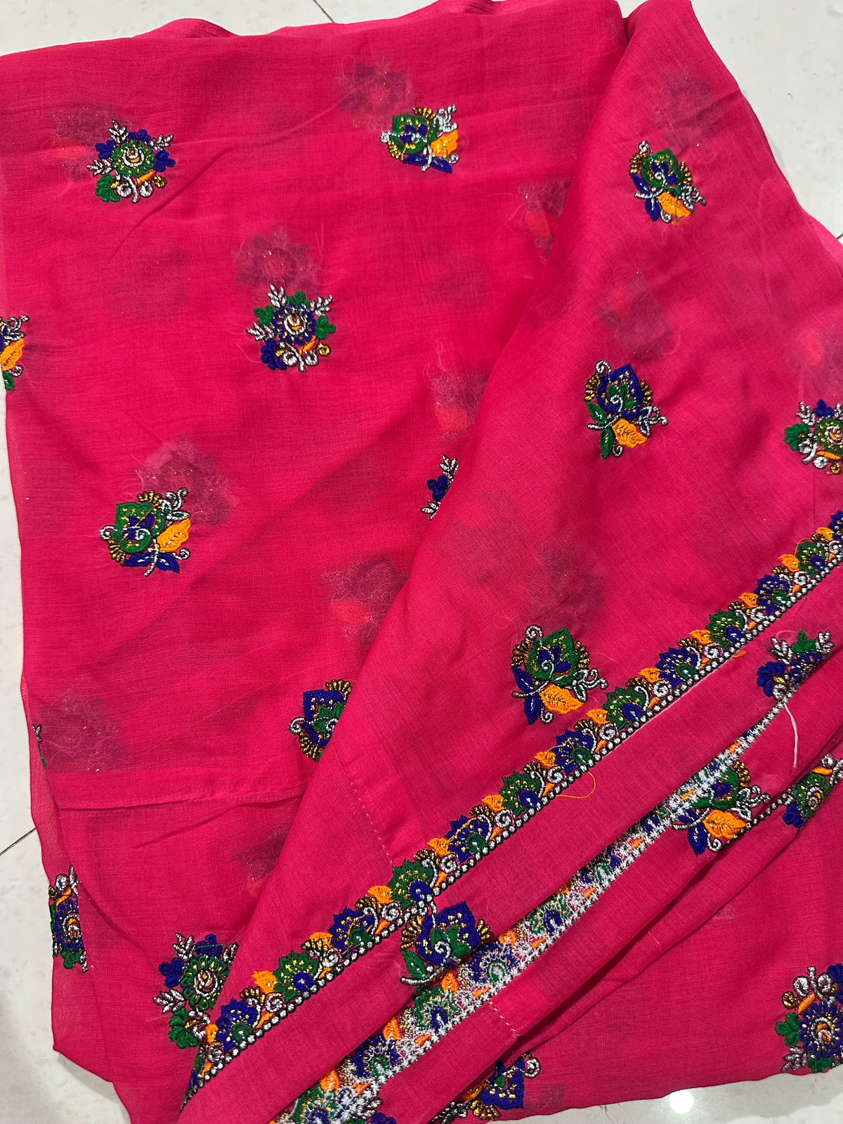 Rajasthani Jaipuri Meenawati Lugdi (Odhani) – Pink Multicolor Embroidery Work | Traditional Meena Lugdi
