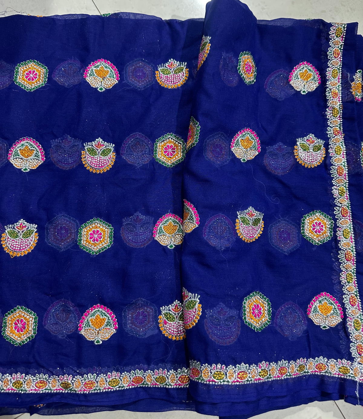 Raj Rajasthani Fashion Royal Blue Minawati Embroidery Lugdi | Premium Sai Dulhan Fabric Meena Wati Odhni  Lehenga Dupatta
