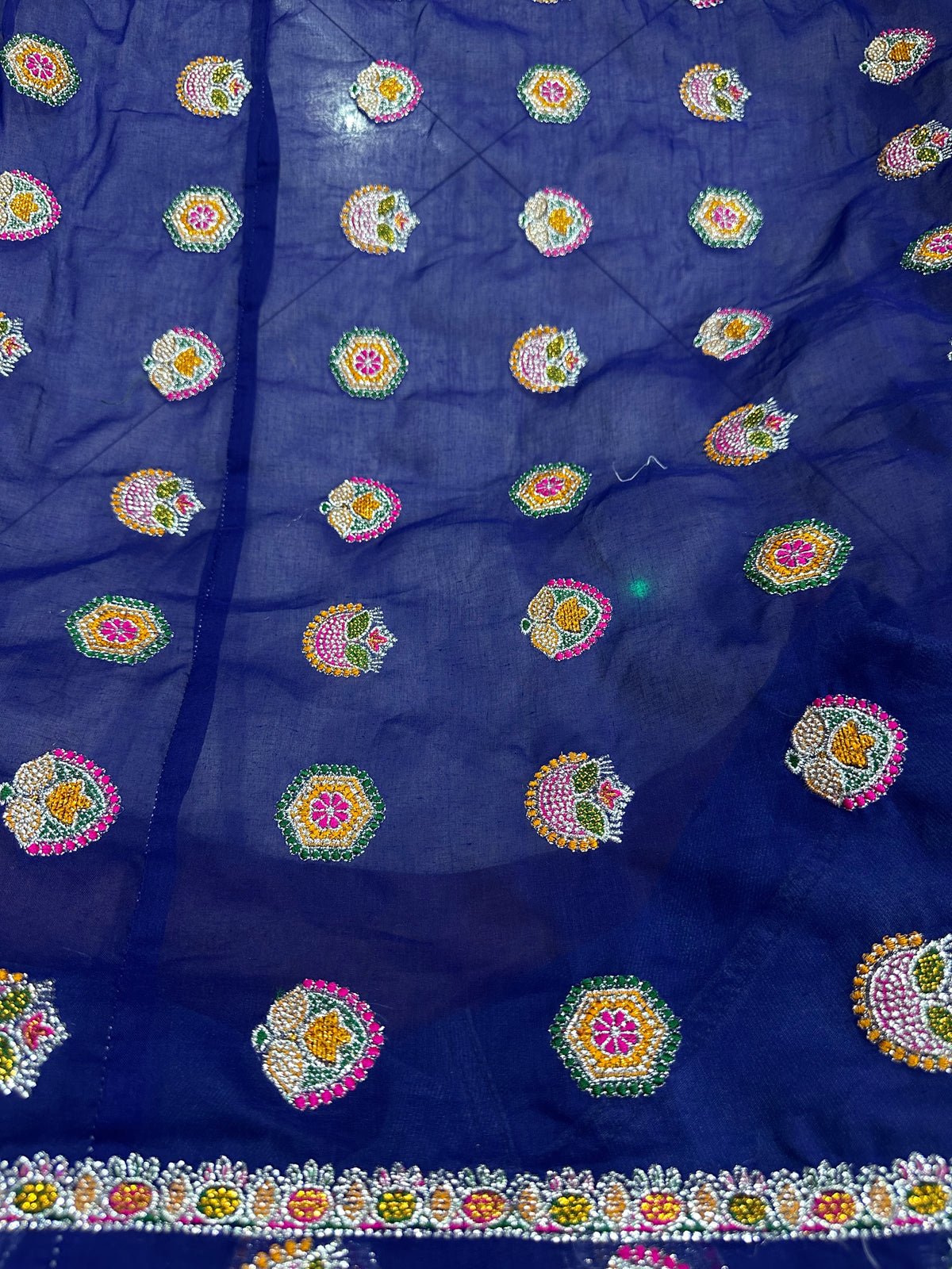 Raj Rajasthani Fashion Royal Blue Minawati Embroidery Lugdi | Premium Sai Dulhan Fabric Meena Wati Odhni  Lehenga Dupatta